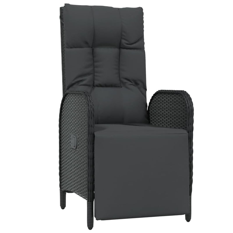 Set mobilier de grădină cu perne, 9 piese, negru, poliratan