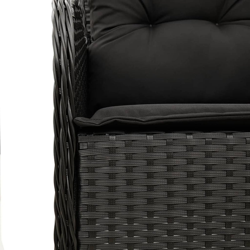 Set mobilier de grădină cu perne, 9 piese, negru, poliratan