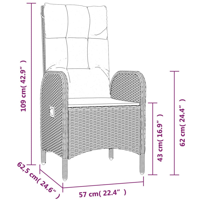Set mobilier de grădină cu perne, 7 piese, gri, poliratan