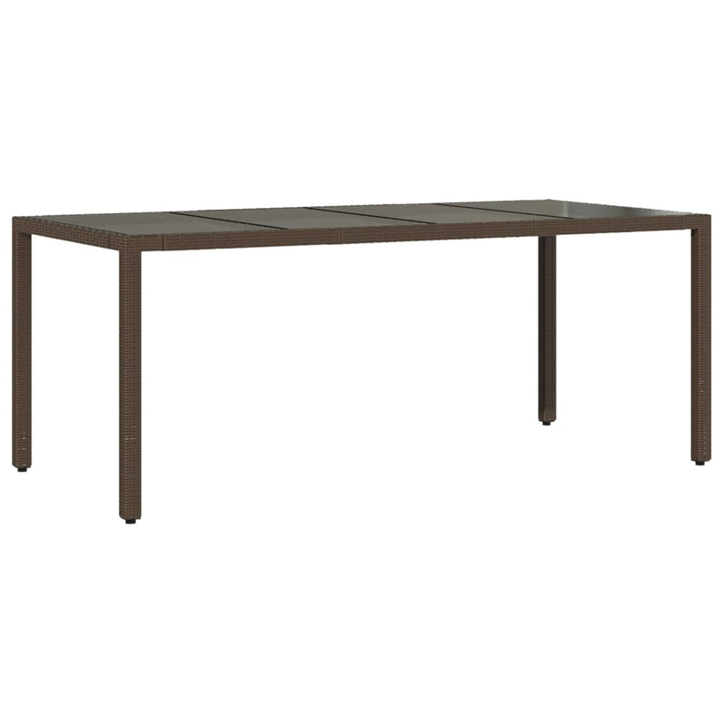 Masă de grădină cu blat din sticlă maro 190x90x75 cm poliratan