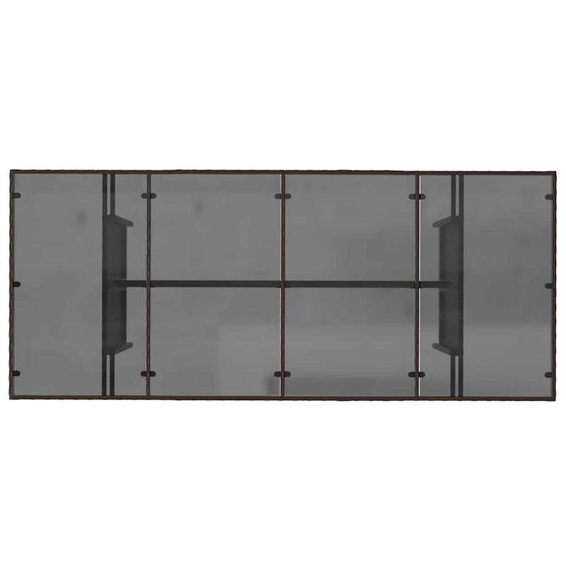 Masă de grădină cu blat din sticlă maro 190x80x75 cm poliratan