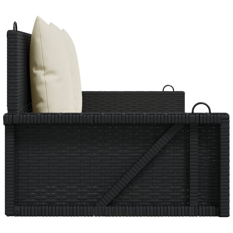 Balansoar cu perne, negru, 119x56x48 cm, poliratan