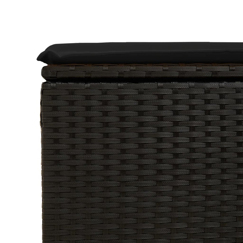 Scaun de grădină cu pernă, negru, 55x55x37 cm, poliratan