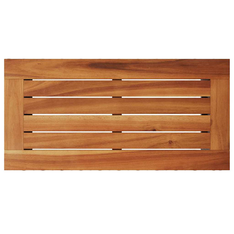 Masă laterală de grădină cu blat din lemn, neagră, 58x27,5x55 cm, poliratan