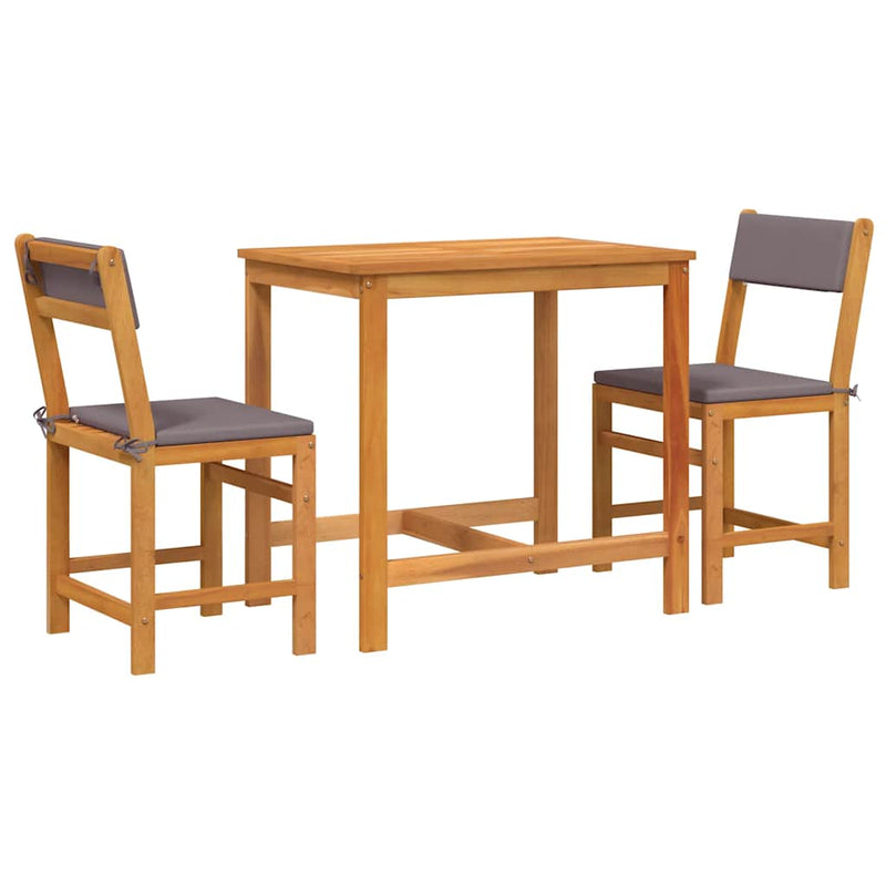 Set mobilier de balcon cu perne, 3 piese, lemn masiv acacia