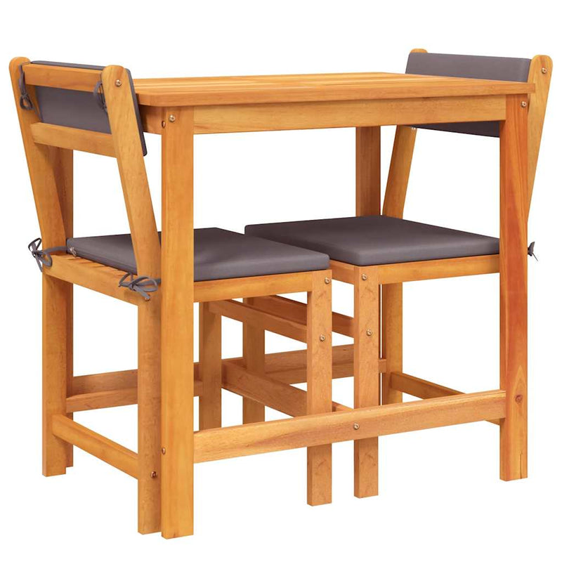 Set mobilier de balcon cu perne, 3 piese, lemn masiv acacia