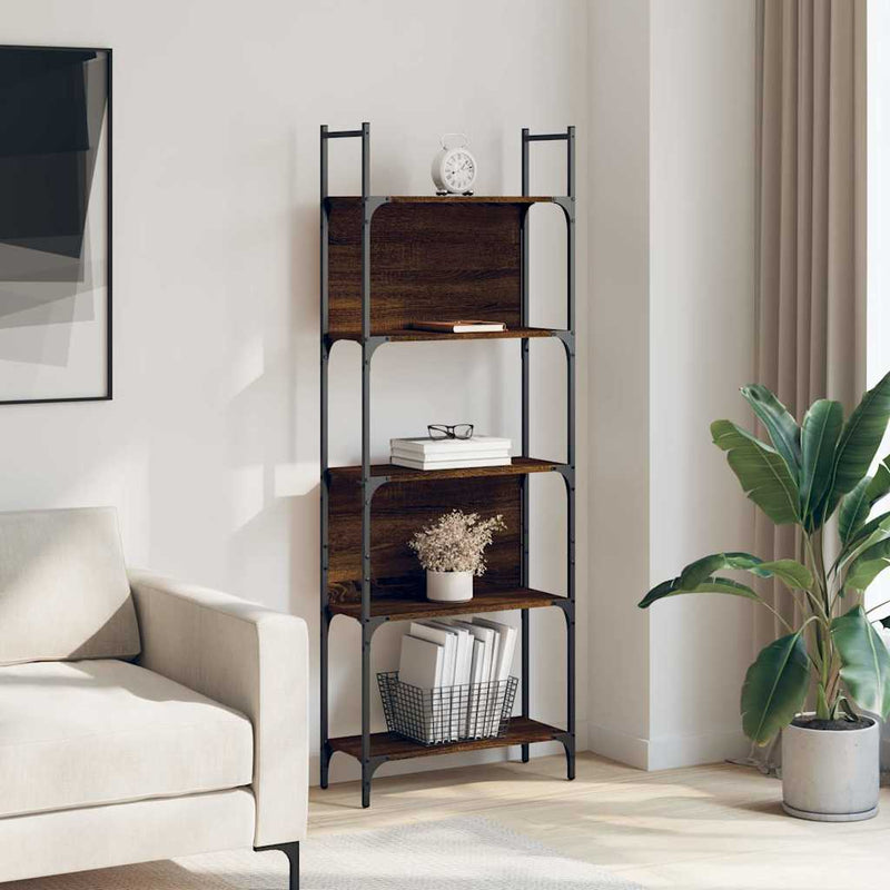 Bibliotecă 5 niveluri, stejar maro, 60,5x24x166,5 cm