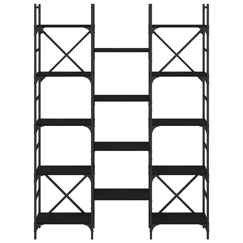 Bibliotecă, negru, 127,5x28,5x172,5 cm, lemn prelucrat