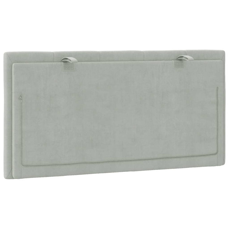 Pernă pentru tăblie de pat Hanko gri deschis, 100 cm, catifea