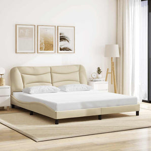 Cadru de pat fără saltea, Hvar, crem, 180x200 cm, textil