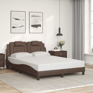 Cadru de pat, Viana, fără saltea, maro, 120x200 cm, piele ecologică