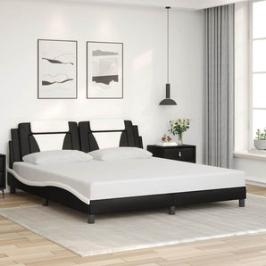 Cadru de pat Viana fără saltea negru și alb 180x200cm piele artificială