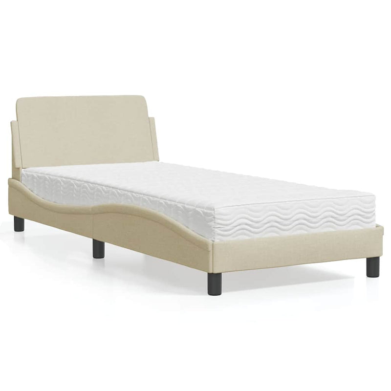 Pat cu saltea, Dover, crem, 80x200 cm, textil