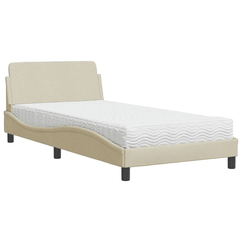 Pat cu saltea, Dover, crem, 100x200 cm, textil