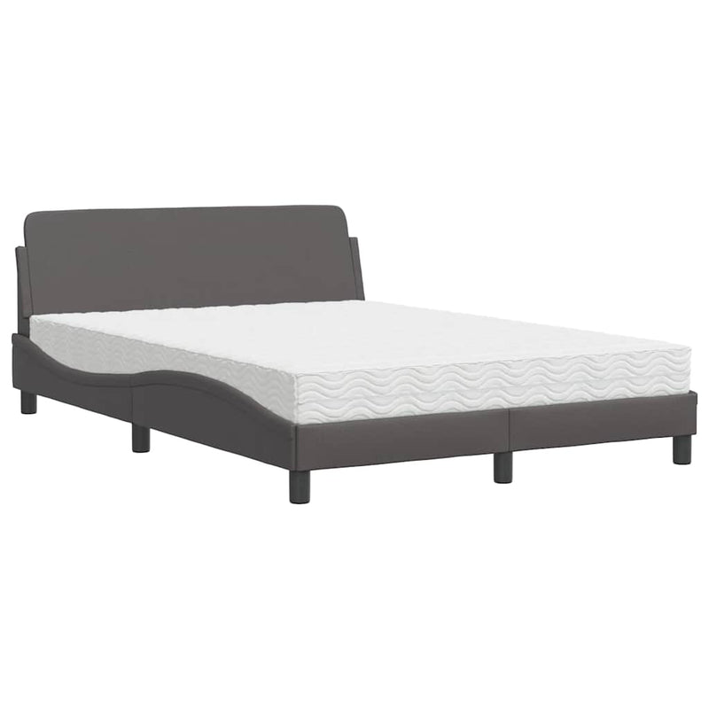 Pat cu saltea, Dover, gri, 120x200 cm, piele ecologică
