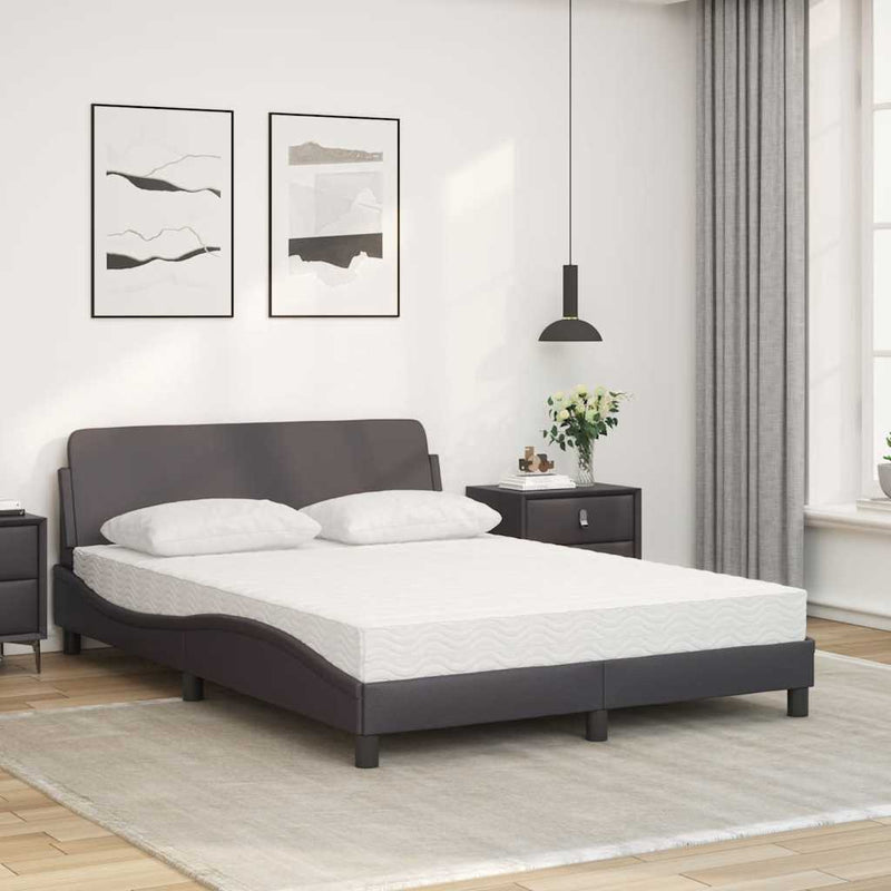 Pat cu saltea, Dover, gri, 120x200 cm, piele ecologică