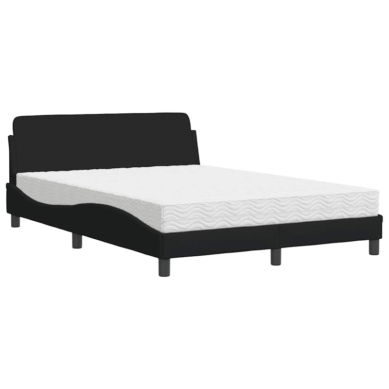 Pat cu saltea, Dover, negru, 140x190 cm, textil