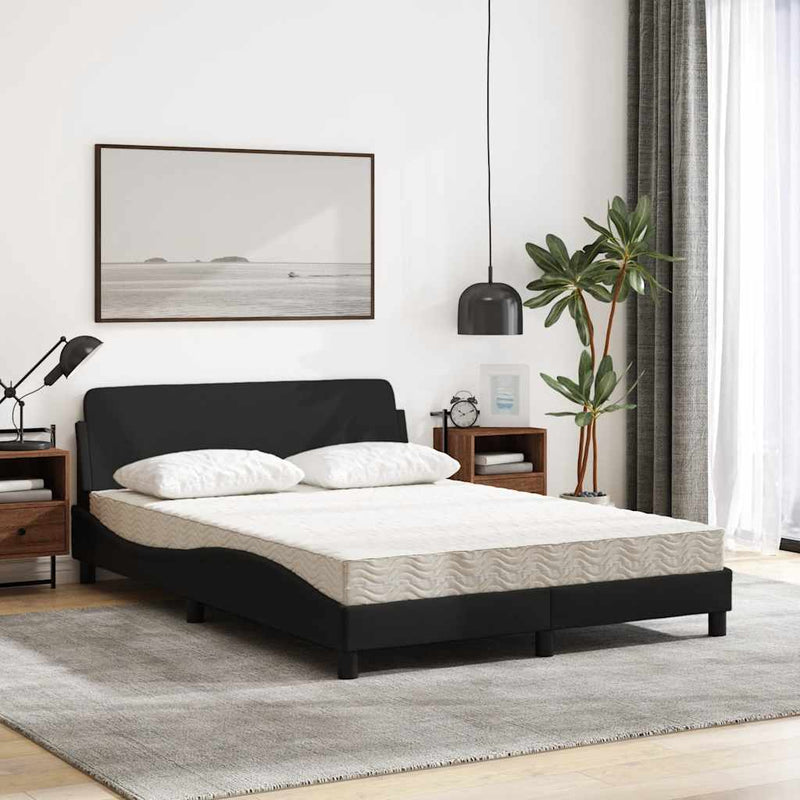Pat cu saltea, Dover, negru, 140x190 cm, textil