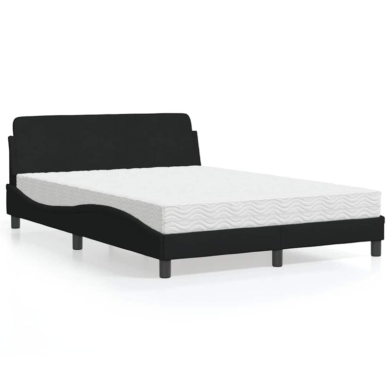 Pat cu saltea, Dover, negru, 140x190 cm, textil