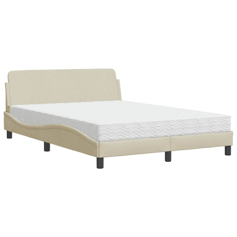 Pat cu saltea, Dover, crem, 140x200 cm, textil