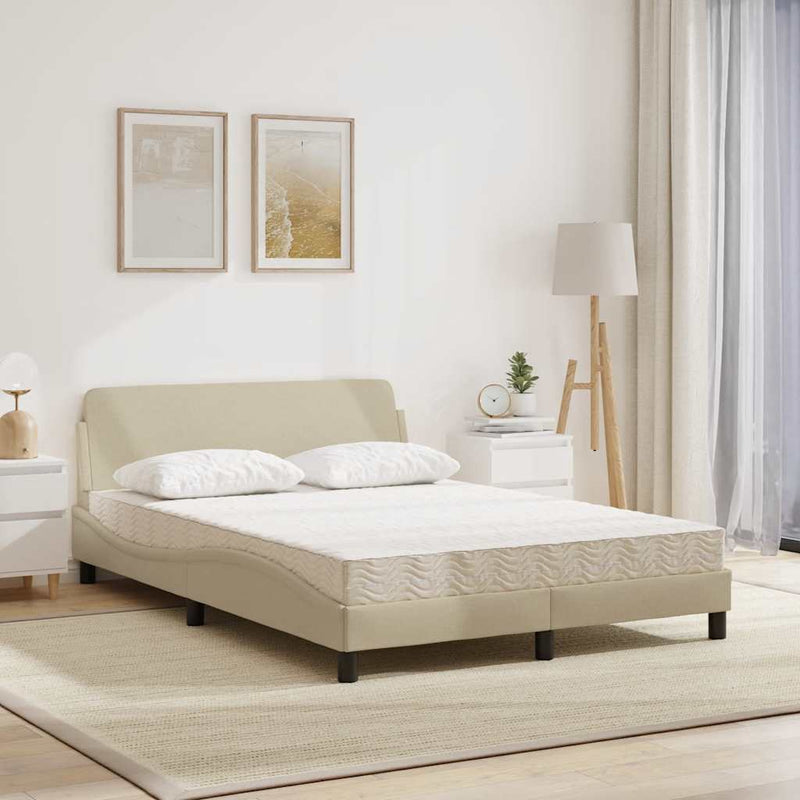 Pat cu saltea, Dover, crem, 140x200 cm, textil