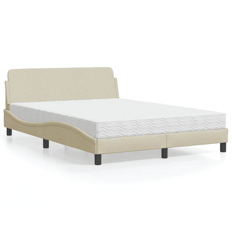 Pat cu saltea, Dover, crem, 140x200 cm, textil