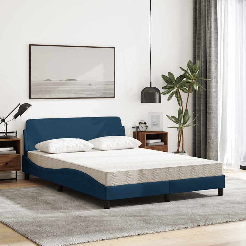 Pat cu saltea, Dover, albastru, 140x200 cm, textil