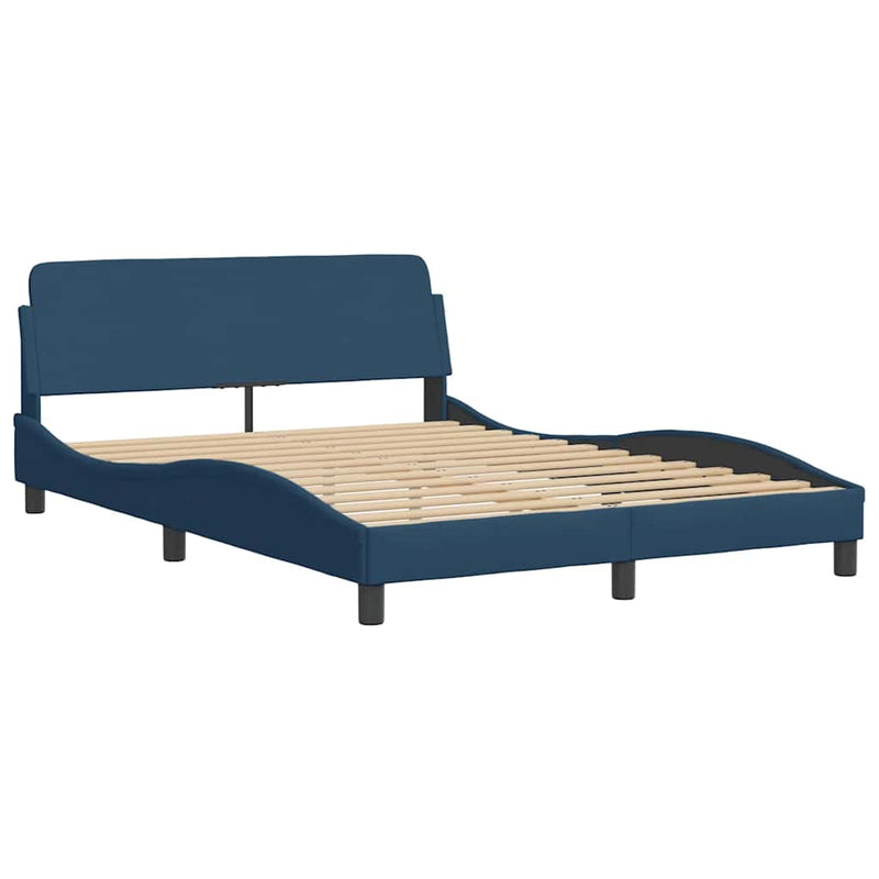 Pat cu saltea, Dover, albastru, 140x200 cm, textil
