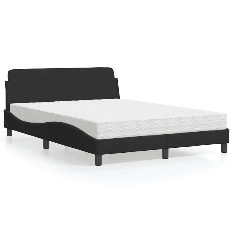 Pat cu saltea, Dover, negru, 140x190 cm, catifea