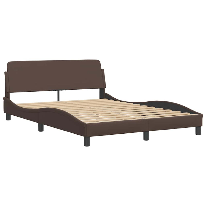 Pat cu saltea, Dover, maro, 140x190 cm, piele ecologică