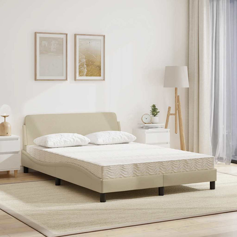 Pat cu saltea, Dover, crem, 140x200 cm, material textil