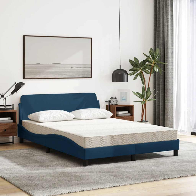 Pat cu saltea, Dover, albastru, 140x200cm, material textil