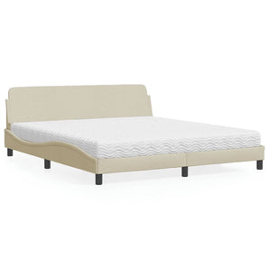 Pat cu saltea, Dover, crem, 180x200 cm, textil