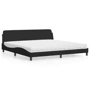 Pat cu saltea, Dover, negru, 200x200 cm, textil
