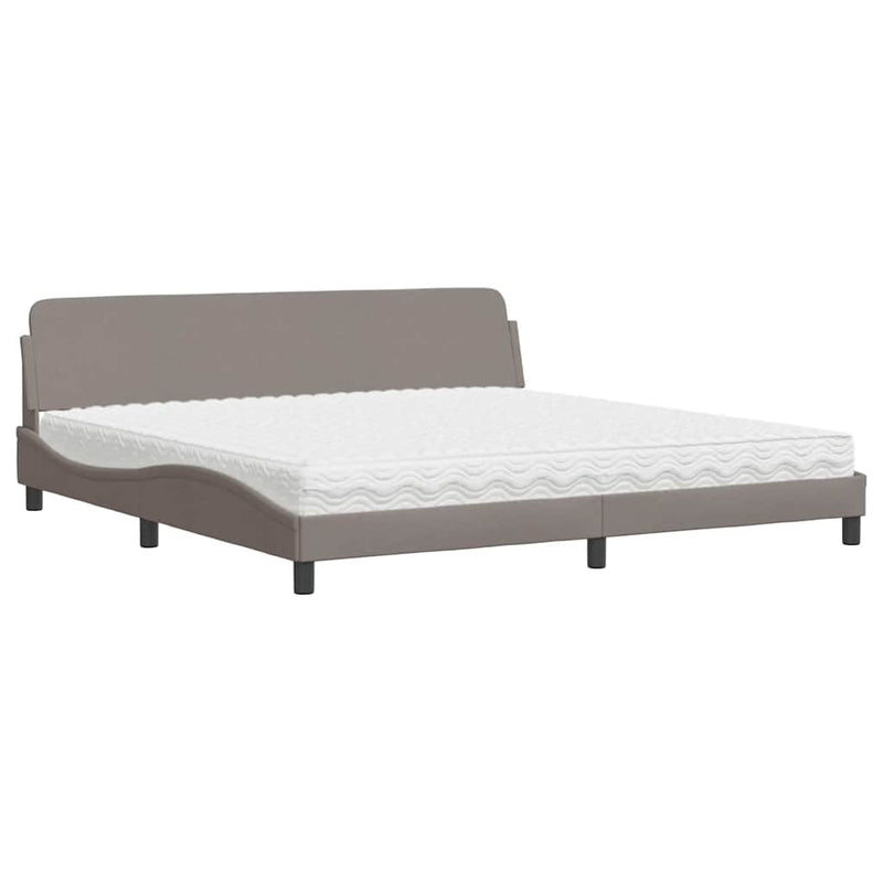 Pat cu saltea, Dover, gri taupe, 200x200 cm, textil