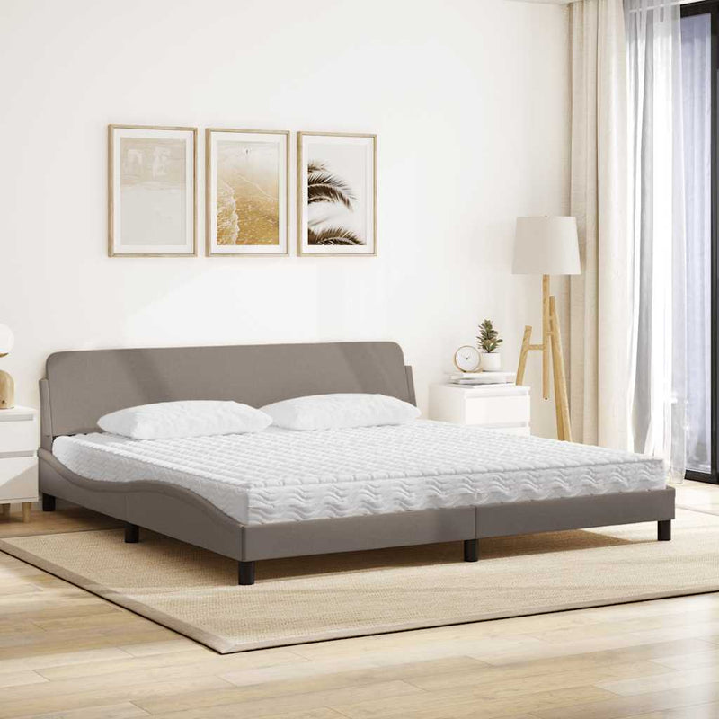 Pat cu saltea, Dover, gri taupe, 200x200 cm, textil