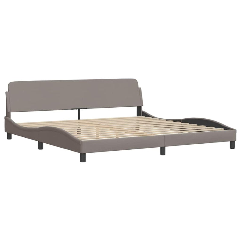 Pat cu saltea, Dover, gri taupe, 200x200 cm, textil