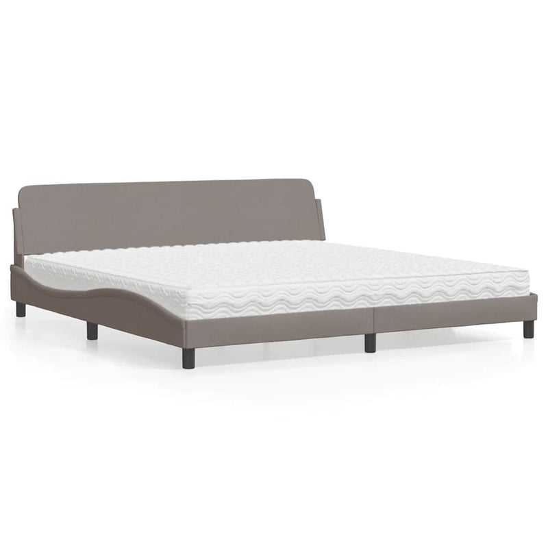 Pat cu saltea, Dover, gri taupe, 200x200 cm, textil