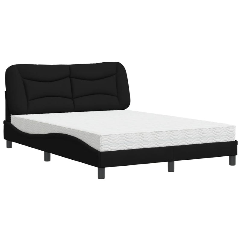 Pat cu saltea, Hvar, negru, 140x190 cm, textil