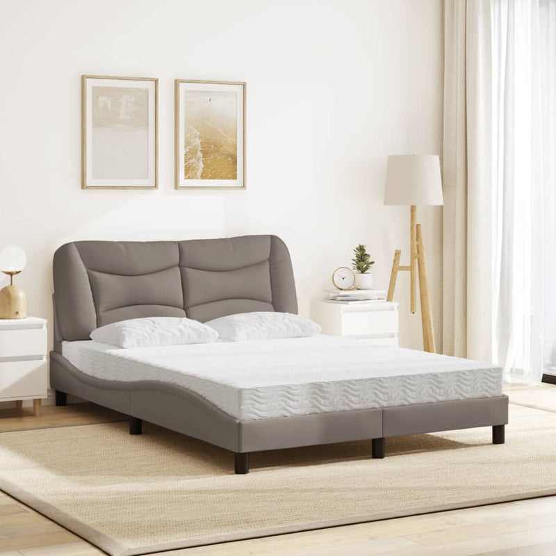 Pat cu saltea Hvar gri taupe 140x200 cm material textil