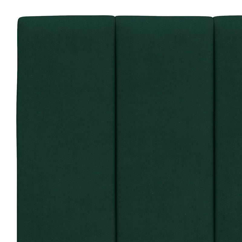 Pat cu saltea, Hanko, verde închis, 140x190 cm, catifea