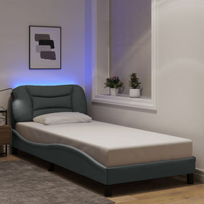 Cadru de pat cu LED fără saltea Hvar Gri deschis 90x190 cm Material