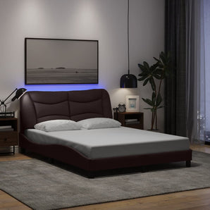 Cadru de pat cu LED fără saltea Hvar țesătură maro închis 120x200 cm