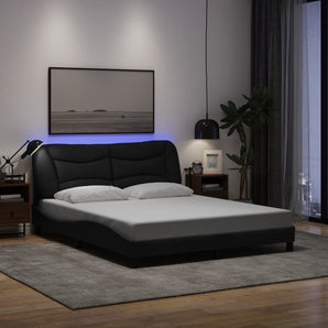 Cadru de pat cu LED fără saltea Hvar Negru 160x200 cm Material