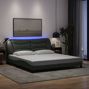 Cadru de pat cu LED fără saltea Hvar Gri închis 180x200 cm Material