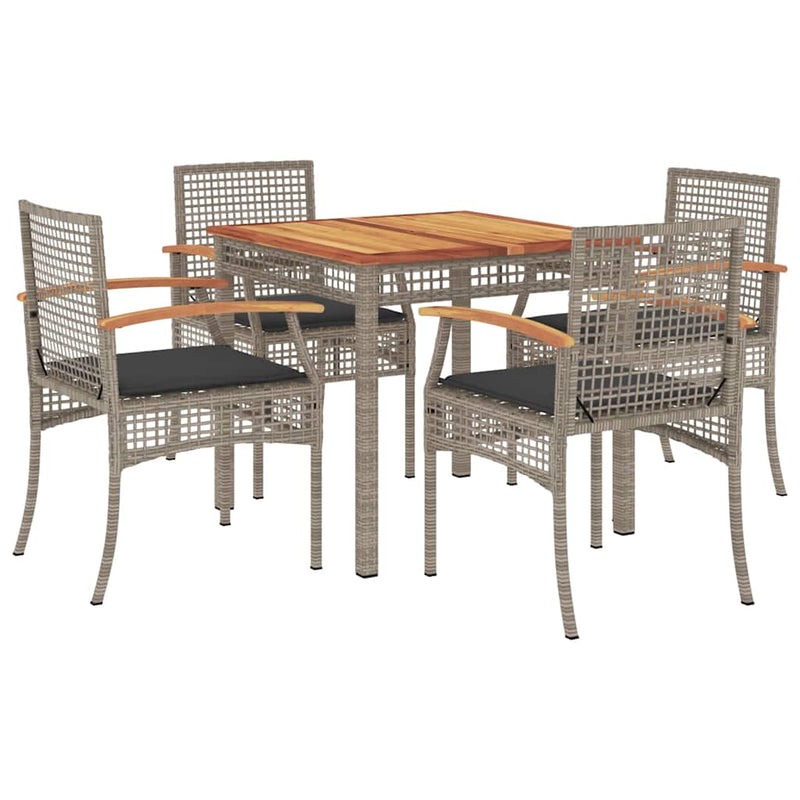 Set mobilier de grădină cu perne, 5 piese, gri, poliratan