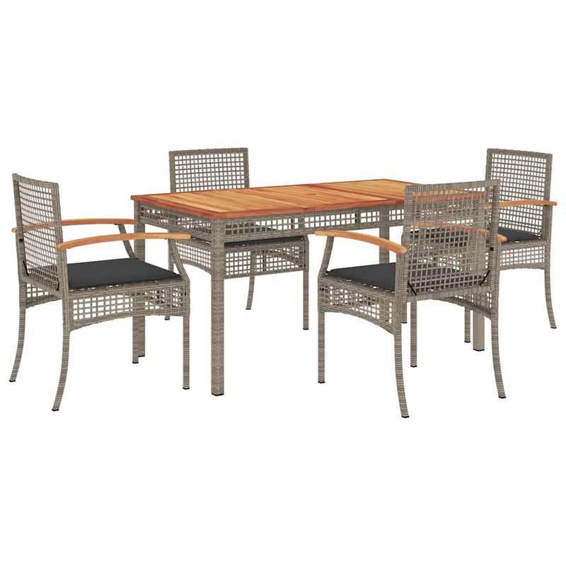 Set mobilier de grădină cu perne, 5 piese, gri, poliratan