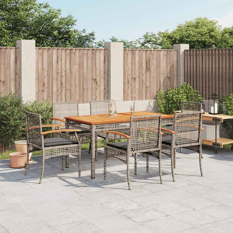 Set mobilier de grădină cu perne, 7 piese, gri, poliratan