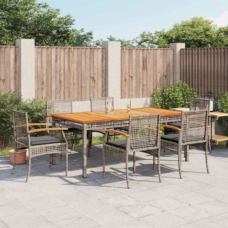 Set mobilier de grădină cu perne, 7 piese, gri, poliratan