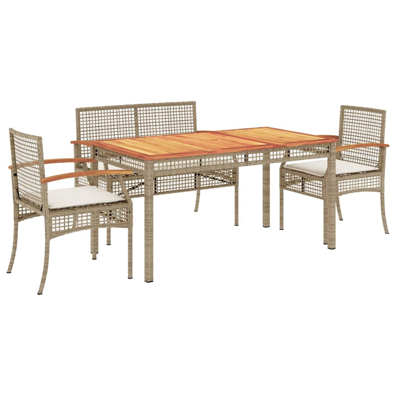 Set canapele de grădină, 4 piese, cu perne, bej, poliratan